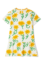 فستان للأطفال بنقشة عباد الشمس قطن